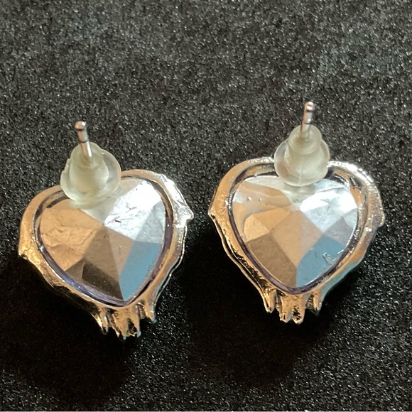 Silver earrings with rainbow spectrum gems. - Picture 2 of 3